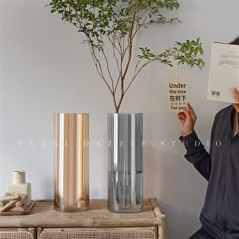马醉木瓶特大号落地马醉木款插长枝橙色琥珀色