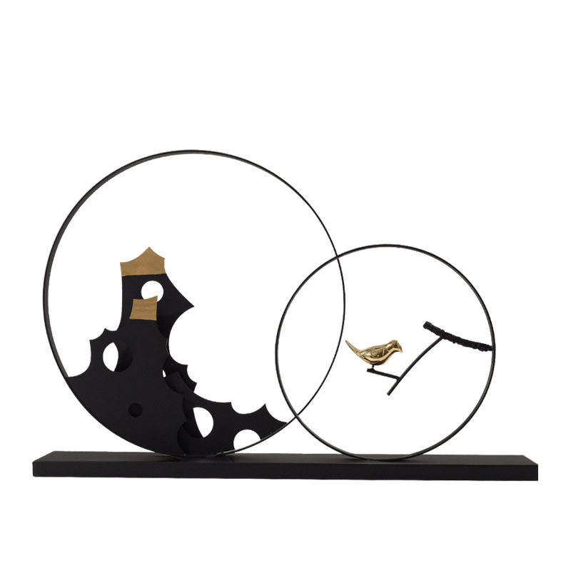 新中式创意铁艺摆件酒店样板房玄关电视柜摆设书房办公室软装饰品