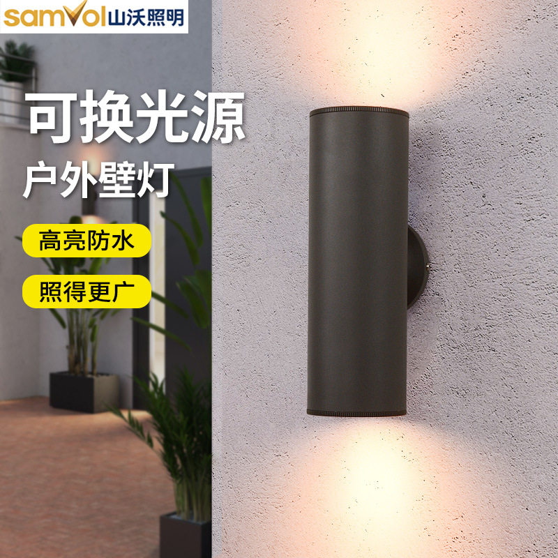 LED圆形壁灯户外照明简约式双头单头外墙亮化LED洗墙灯防水