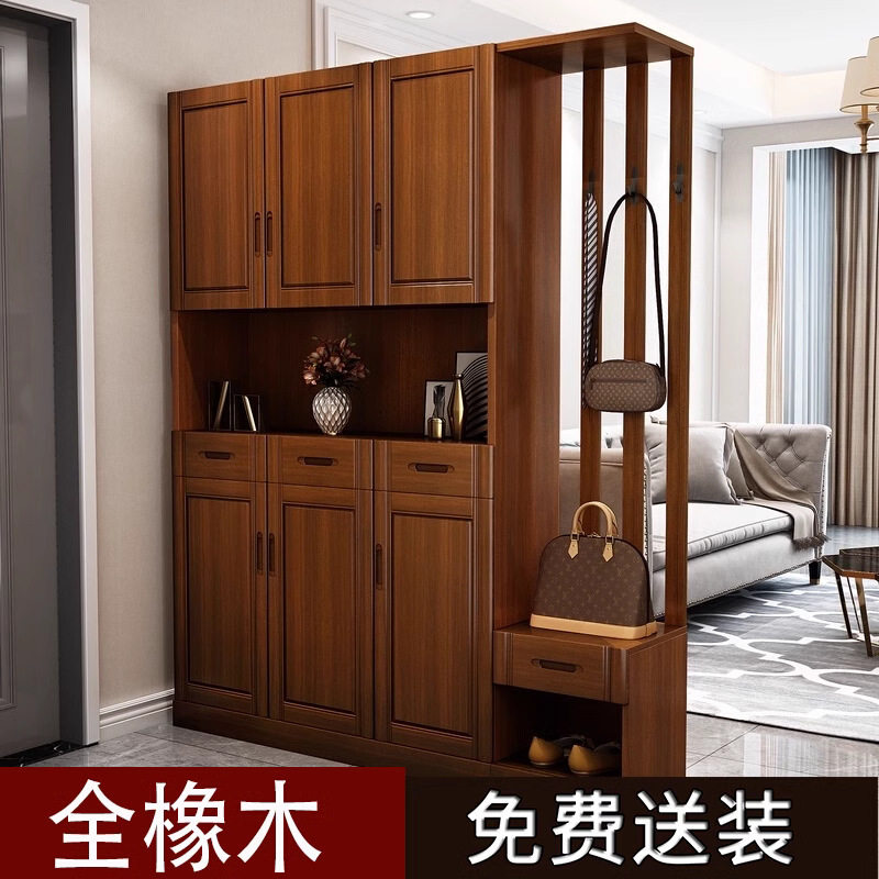全实木橡木中式玄关鞋柜