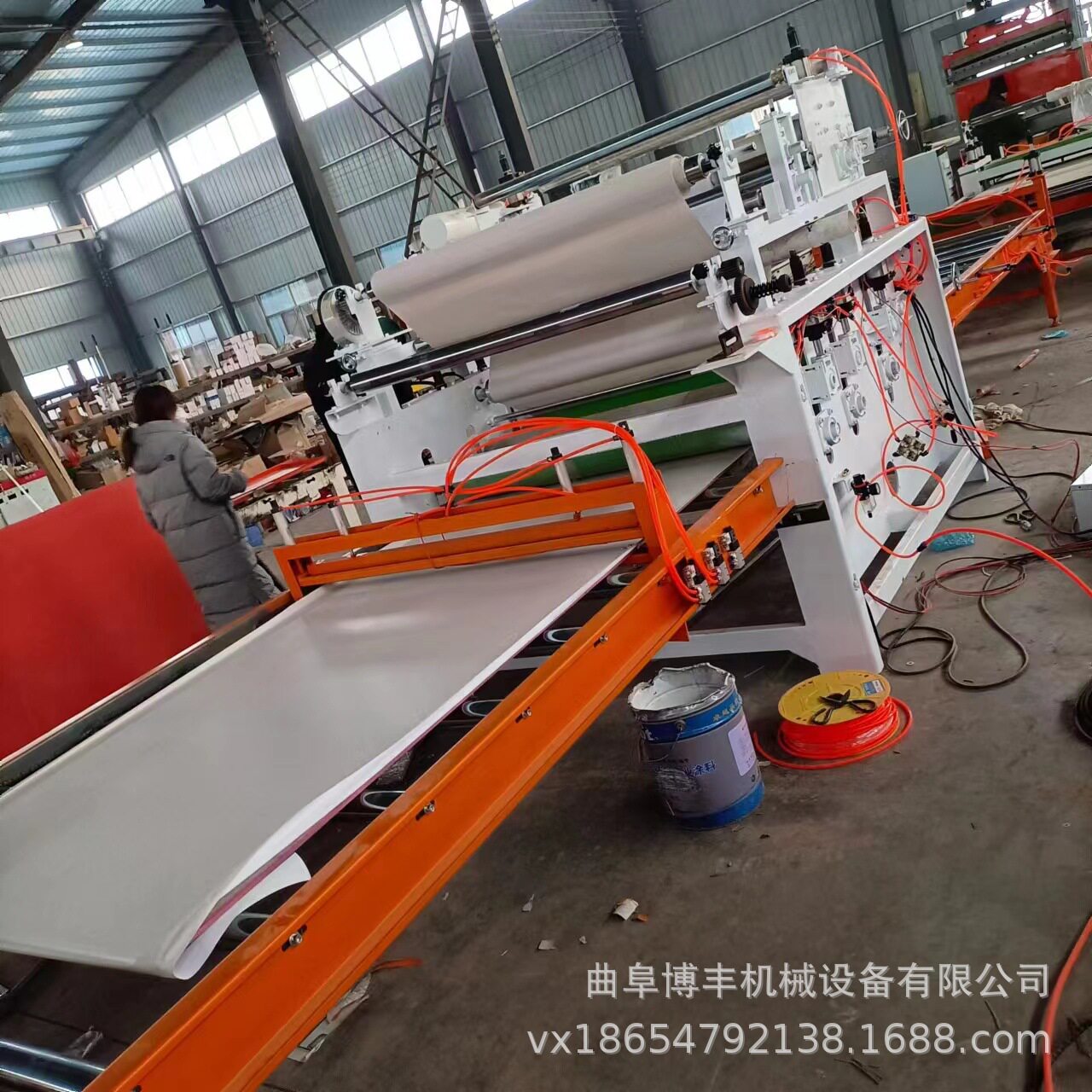 PVC发泡板双面涂胶自断膜贴机