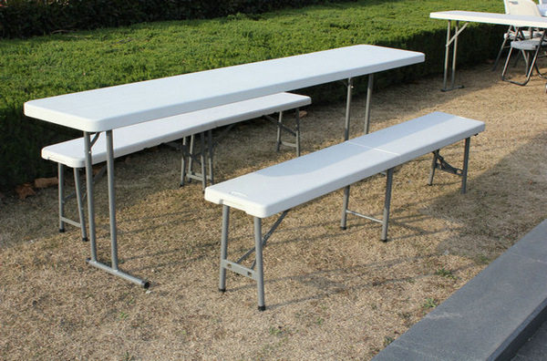 户外HDPE空心加长塑料桌2.4m