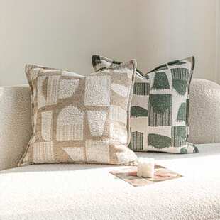 中古侘寂风客厅沙发抱枕米色绿色高级感奶油风样板间民宿靠枕靠垫