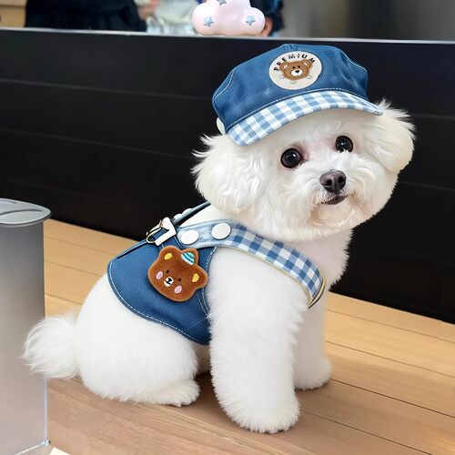 小型犬可爱卡通可调胸背牵引绳