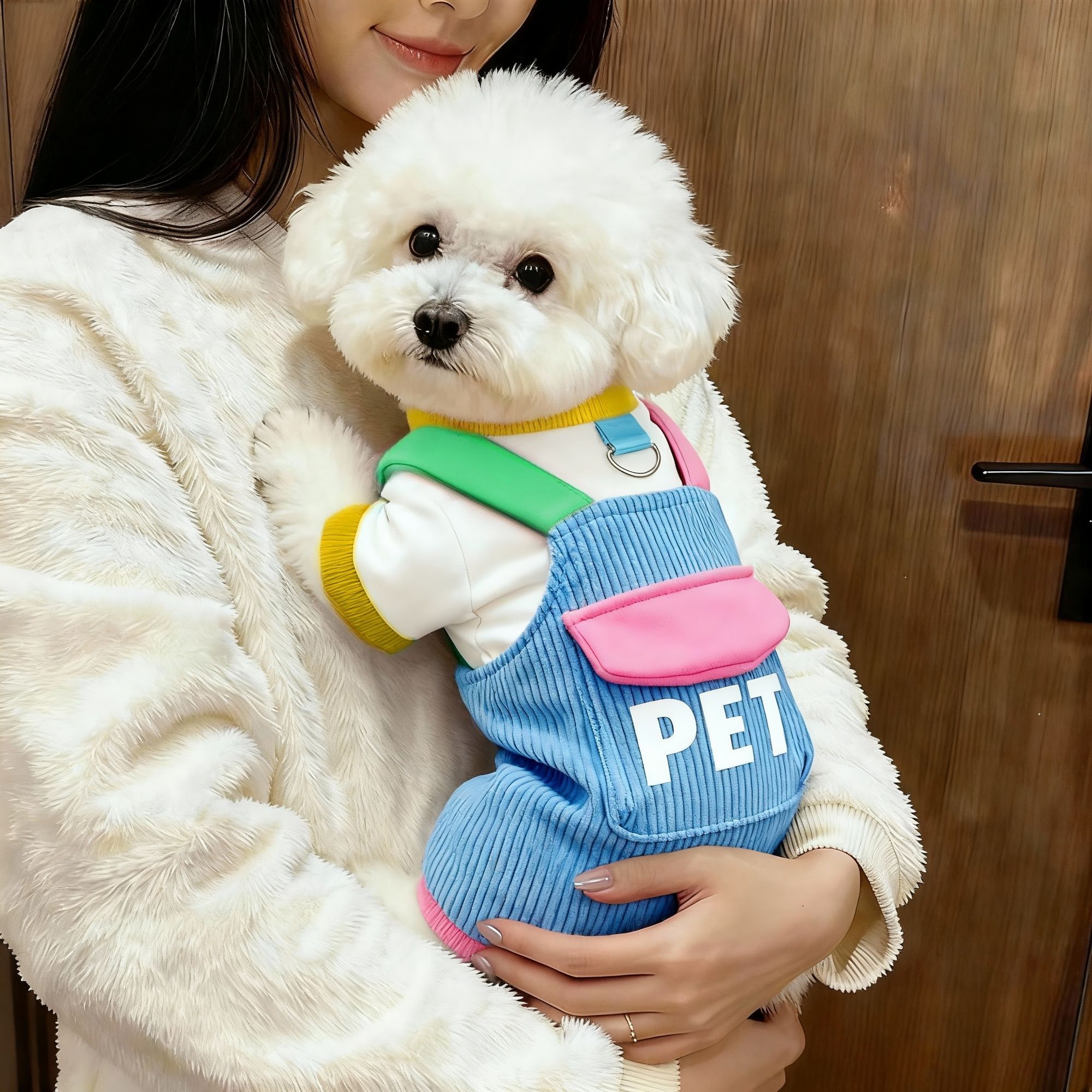 狗狗衣服秋冬装背带四脚衣多巴胺色系宠物衣服比熊衣服小型犬衣服