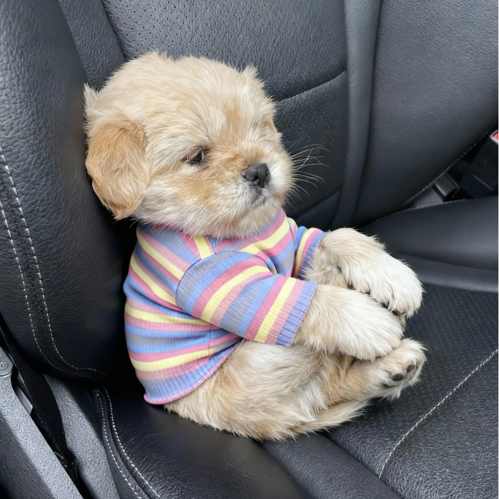 狗狗衣服秋冬加厚彩色条纹圆领T