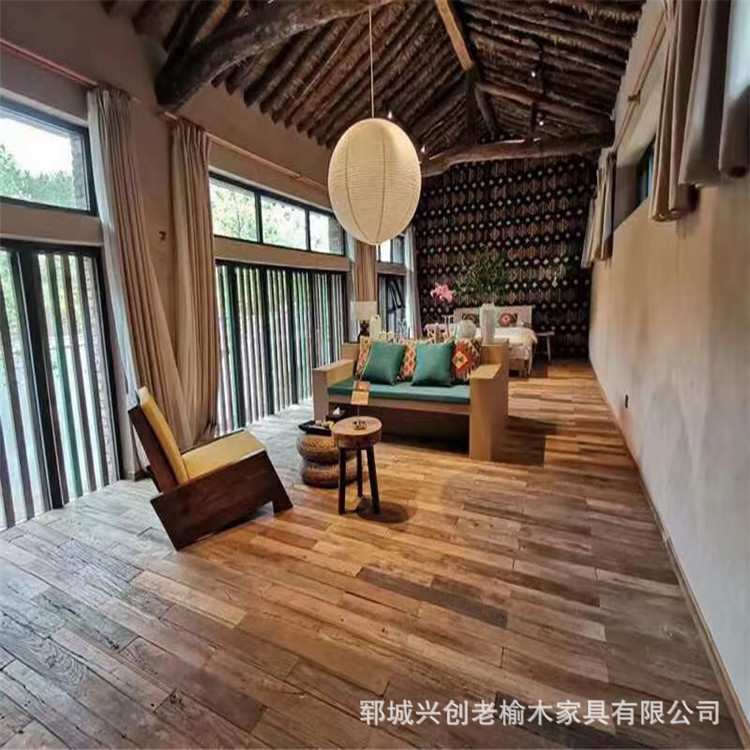 旧木板材老木板复古仿古做旧实木地板原木色老榆木背景墙装饰木板