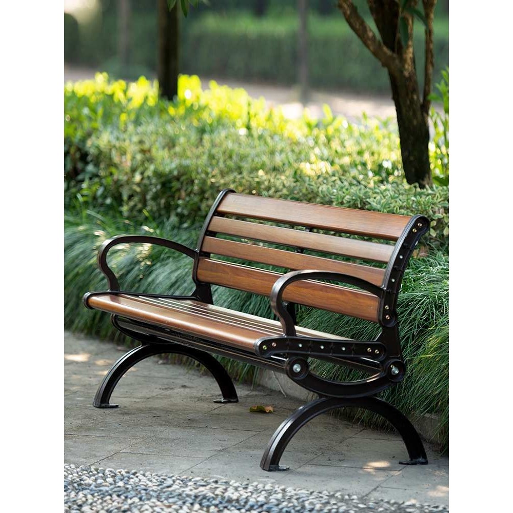 公园椅户外长椅休闲防腐木塑木室外长凳子条靠背排椅庭院铸铝x&omega;