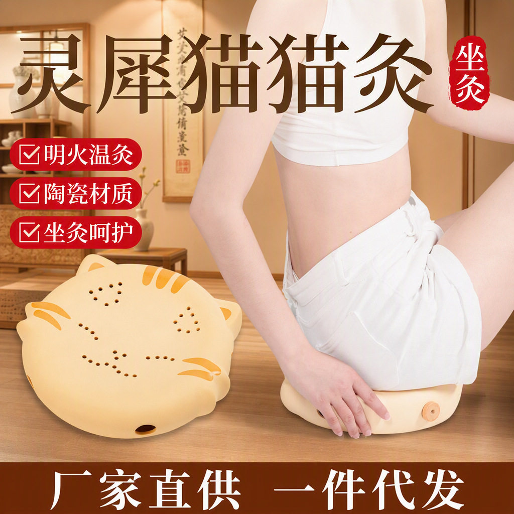 猫猫坐灸仪陶瓷私密灸会阴灸家用蒲团坐垫艾灸罐随身灸熏蒸仪器具
