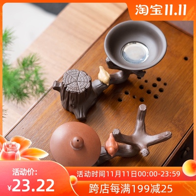 紫砂盖置盖托精品茶宠摆件笔架茶托茶壶盖子托茶漏小摆件茶道配件