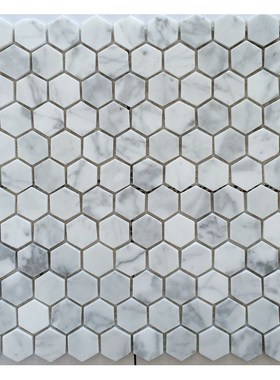 大理石白色六边形马赛克墙贴地砖石材卡拉拉白水池背景墙浴室吧台
