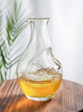 日式锤纹清酒壶酒具套装 梅子酒杯纳豆夫妇家用玻璃冷酒冰镇酒具