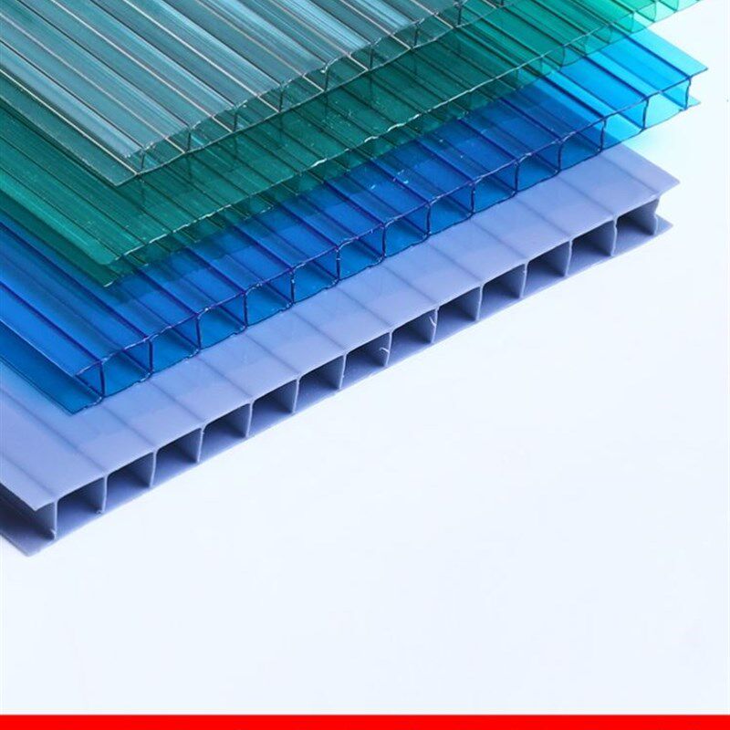 PC加厚彩色透明瓦四层板防雨空心板PC板双层车棚采光庭院中空