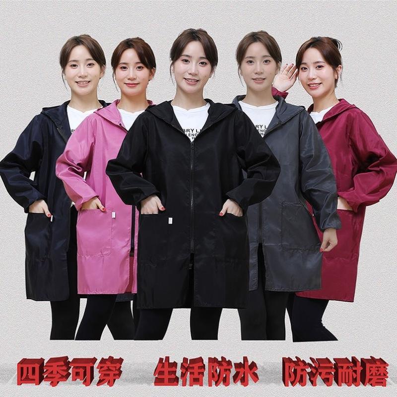 做饭防油烟炒菜穿的厨房罩衣防护服带帽子围裙女家用防水防油厂家