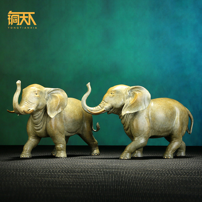 铜大象摆件一对纯吸水铜象家居客厅办公室店铺P开业礼品装饰工艺,家居饰品,装饰摆件,淘宝优惠券,粉丝福利购,淘宝优惠卷