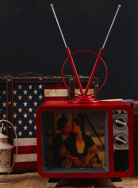 欧式复古仿e古电视机收音机摄影道具铁艺模型咖啡酒店装饰摆件