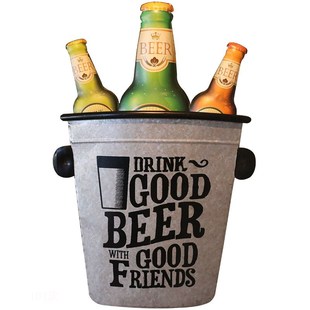 复古工业风铁艺立j体酒桶啤酒瓶装饰餐厅酒吧烧烤火锅店背景墙壁