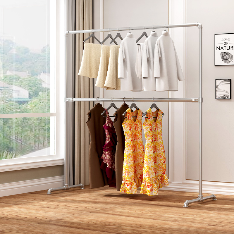 单杆晾衣架加厚不锈镀锌水管室内外户F外挂衣架落地阳台钢管晒被