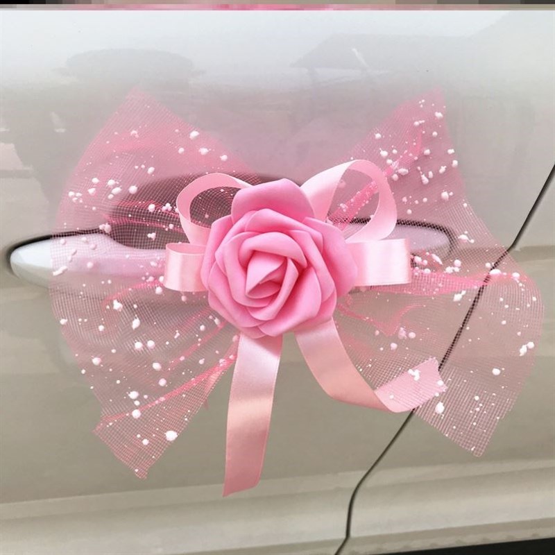 婚车装饰后视镜装饰花带吸盘倒后镜花车门车把手装饰X多色可选热
