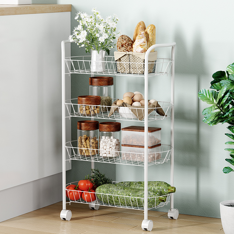 可移动厨房d置物架床头落地美容院蔬菜收纳架子浴室带轮三层小推