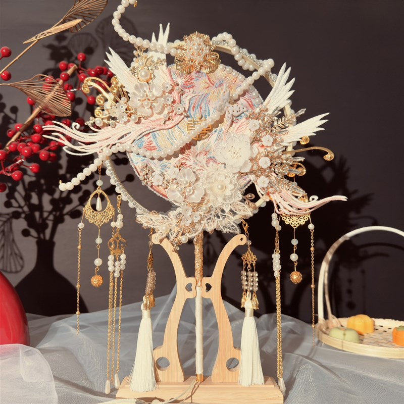 团扇新娘结婚秀禾扇子diyw材料包中式婚礼却扇喜扇高级感双面婚扇