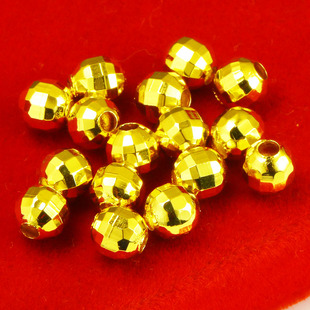 仿真黄金转运珠金包银镀金仿纯金首饰配件光面圆珠子细小号串手链