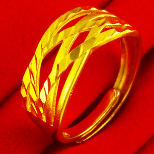 仿真黄金戒指男士首饰食指环8字纯金子素金送礼