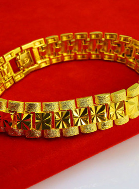 仿真黄金手链男士女款9999足金纯金子24K宽时尚新真金送新年礼物