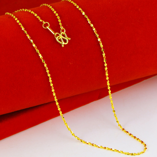 仿真黄金项链9999足金女款男细锁骨链百搭链子24K金999真金送礼物