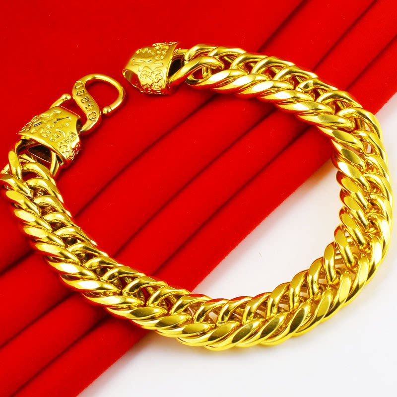 仿真黄金手链仿足金男女款仿纯金首饰老板链坦克链子真金粗细按克
