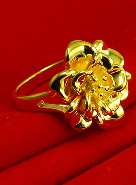 女黄金戒指大花朵时尚款