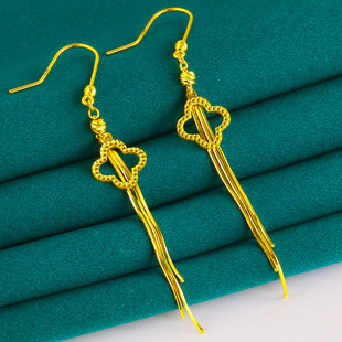 正品 新款黄金耳环999足金耳饰女款年轻人时尚四叶草纯金耳坠按克