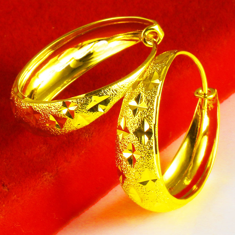 时尚满天星黄金耳环女款仿真金耳饰仿纯金耳扣耳圈老人首饰妈妈款