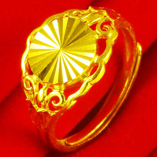 正品黄金戒指女款9999足金指环纯金戒花朵结婚首饰送妈妈生日礼物