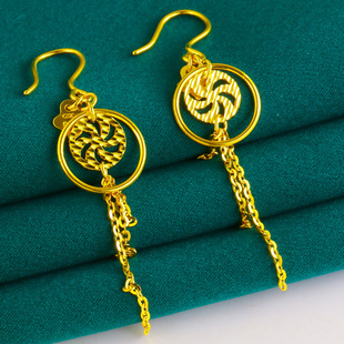 正品 新款黄金耳环999足金女士纯金耳坠花好月圆耳饰结婚首饰妈妈