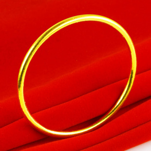 正品黄金手镯999足金镯子女士男光圈光面闭口纯金手环素金按克重