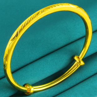 正品黄金手镯9999足金女款纯金镯子空心龙凤纹新娘结婚首饰送老婆