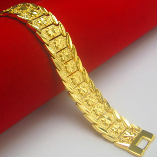 仿真黄金手链999仿真男款24K金链子纯金宽版霸气饰品送礼物送老公