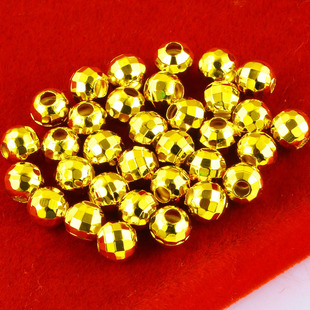 仿真黄金手链串珠配件转运珠仿9999足金仿纯金圆珠子金包银小散珠