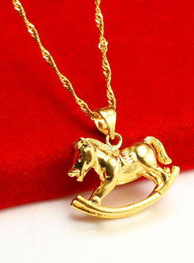 久不掉色吊坠生肖马属相黄金项链