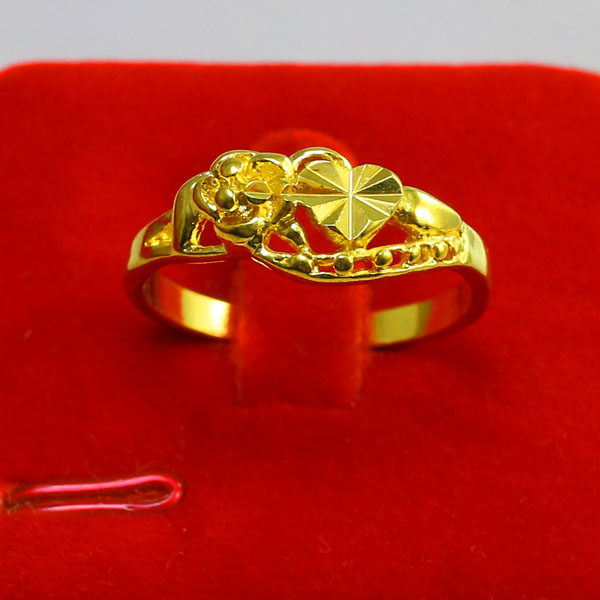 仿黄金戒指玫瑰花结婚首饰送礼