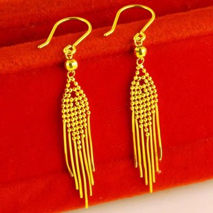 正品黄金耳环9999足金耳坠女款中国结流苏纯金耳饰真金按克送老婆