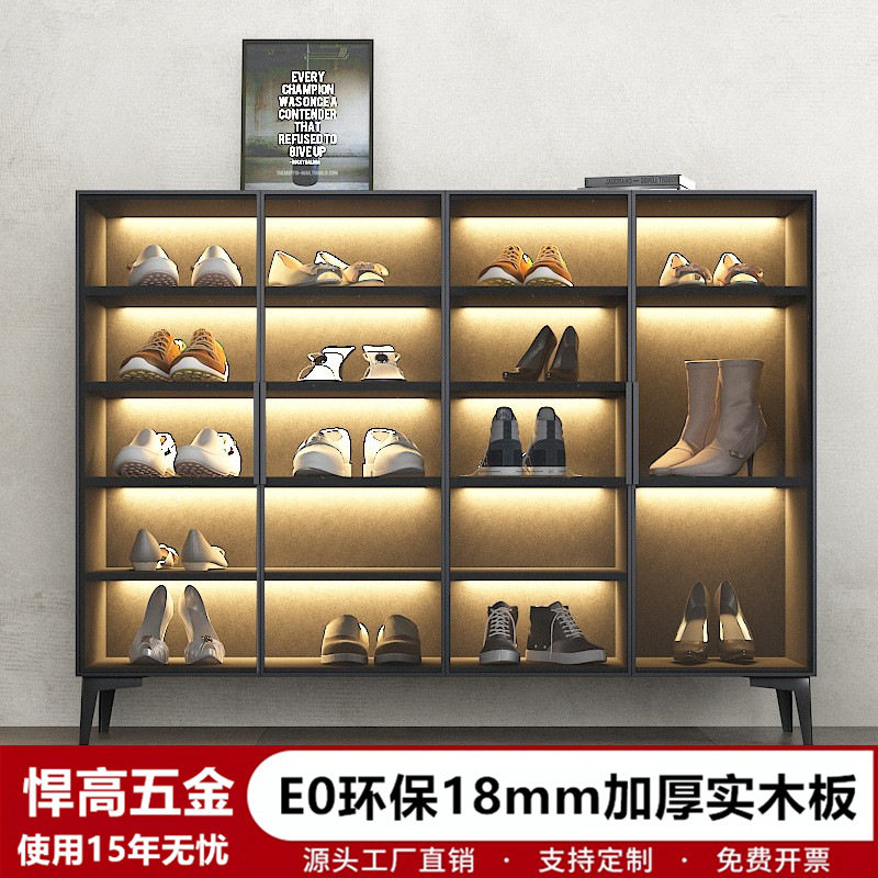 入户鞋柜室内家用现代简约门厅柜玻璃门收纳大容量门外多层玄关柜