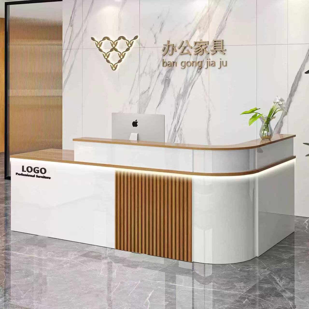 收银台柜台前台吧台收银台台店铺小型圆弧拐角美容院便利店商铺桌