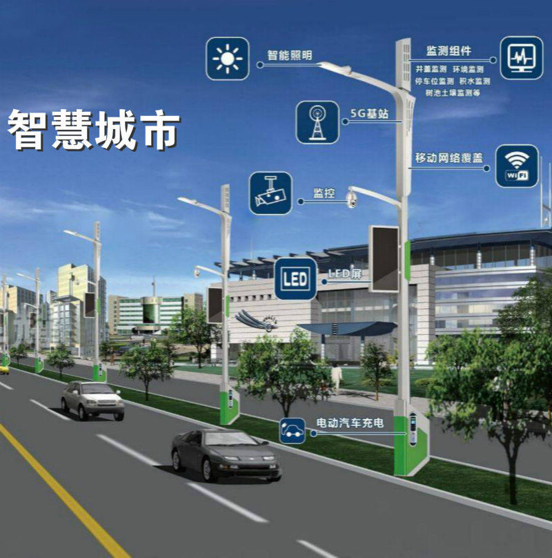 厂家直销 智慧灯杆 智慧城市 充电桩灯杆含平台软件6米7米8米定