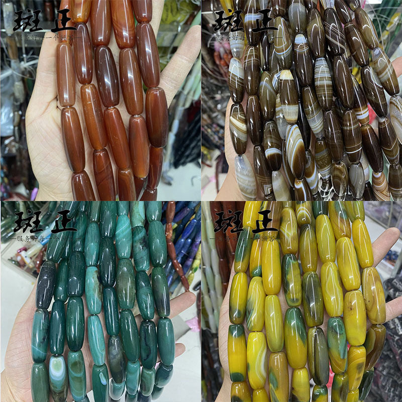 13X40mm绕丝玛瑙米珠半成品玛瑙米珠散珠半成品DIY饰品配珠批发