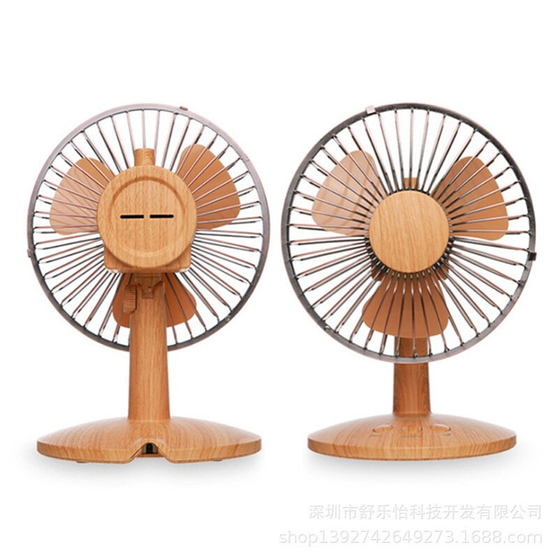 USB小台式摇头散热多档位木纹日韩迷你简约风桌面办公便携小风扇