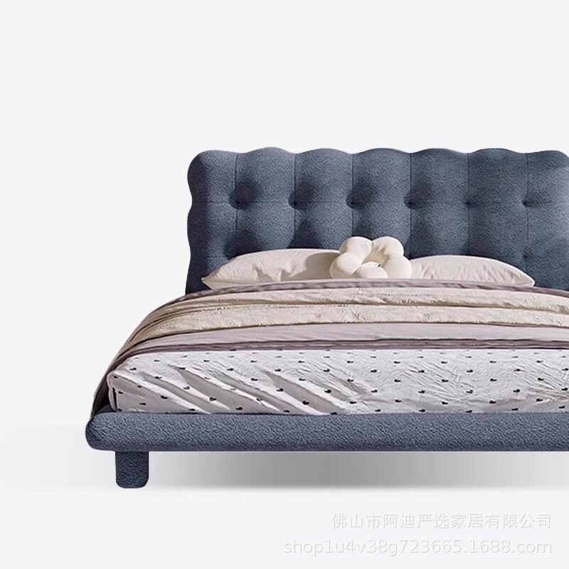 意式泡泡床布艺床儿童床泡芙卧室双人床云朵床收纳收纳设计