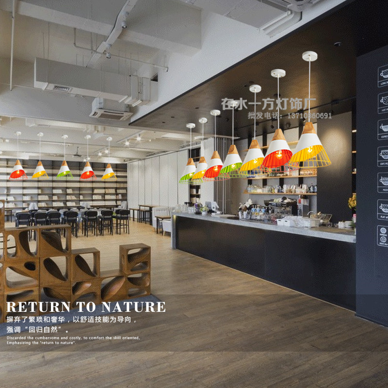 led现代三头餐厅吊灯彩色全铝灯罩创意个性吧台咖啡厅服装店吊灯