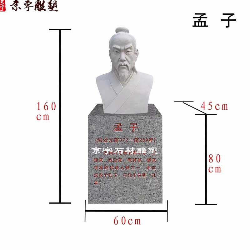 汉白玉石雕名人半身胸像校园摆件